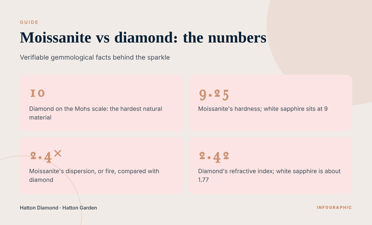 Moissanite vs diamond: the numbers – infographic